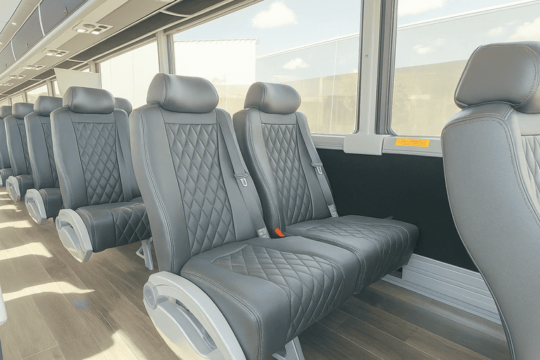 interior of Daytona Beach Minibus Company charter bus