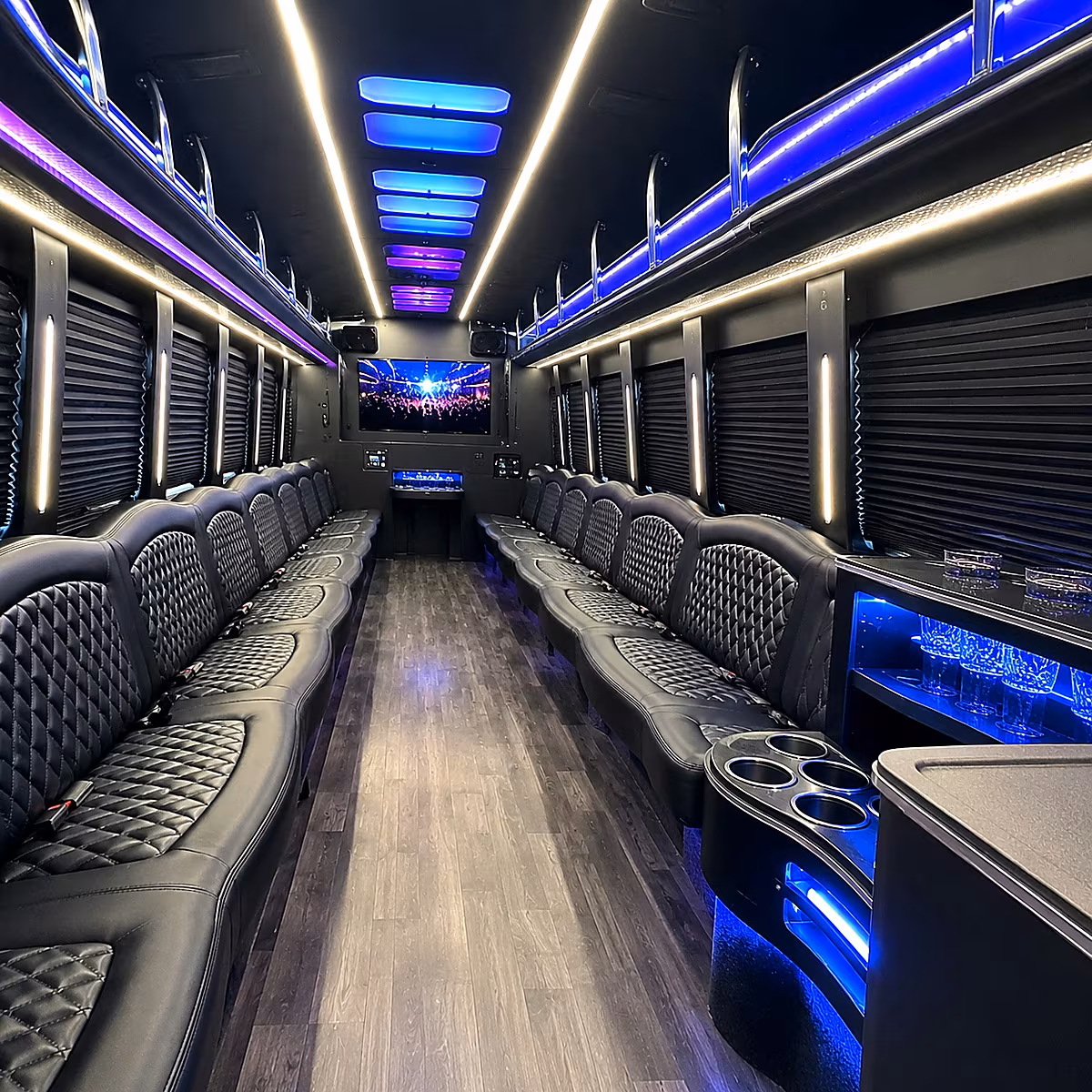 bachelorette and birthday party buses along the daytona beach strip